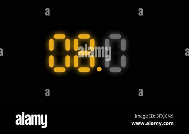 Number08 Glowing amber digital display showing the number 08.5 Stock Video ...