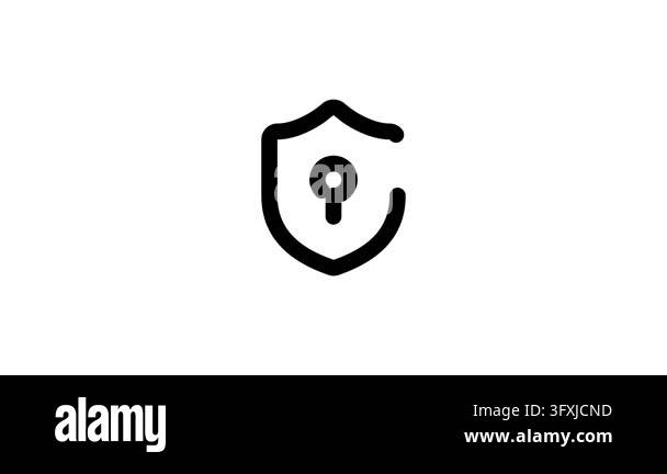 Blue shield icon featuring central black keyhole Stock Video Footage ...