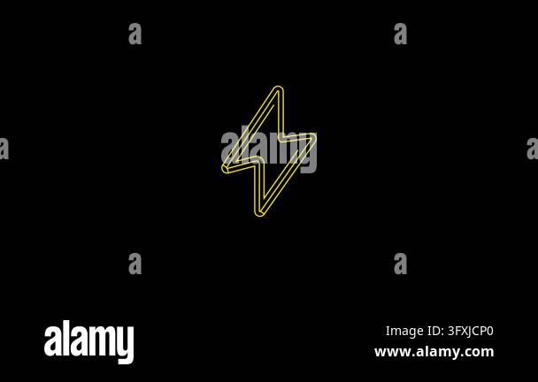 Yellow Lightning Bolt Icon Inside Circular Frame on Black Stock Video ...