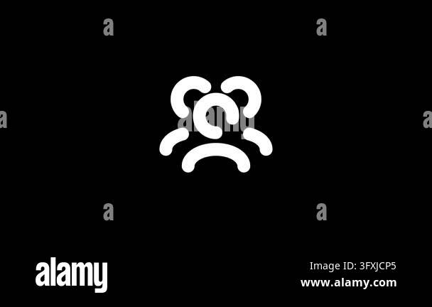 Minimalist white line art bear character icon Stock Video Footage - Alamy