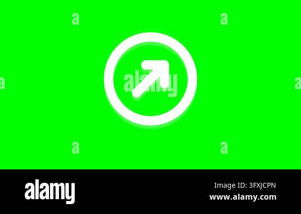 White Northeast Arrow Icon Within Circle on Bright Green Background ...
