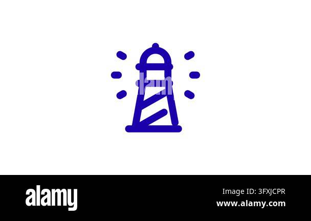 Animated blinking lighthouse icon in flat blue style Stock Video ...