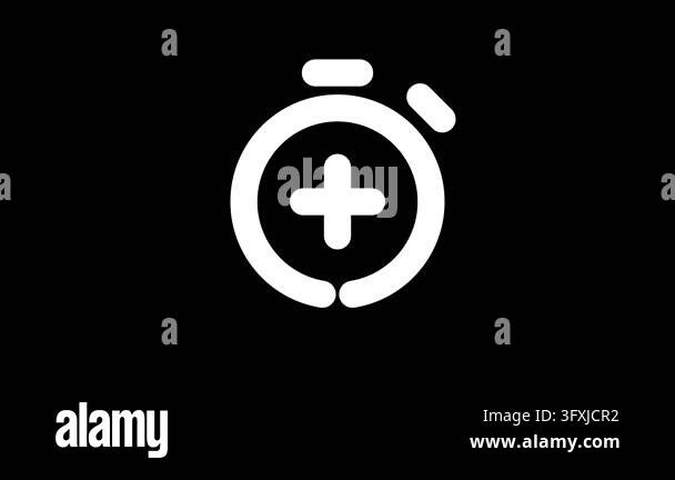 White stopwatch icon with plus symbol for time extension Stock Video ...