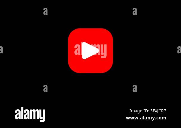 Red play button icon on black background Stock Video Footage - Alamy