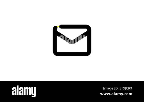 Yellow Envelope Email Icon with Thick Black Border Stock Video Footage ...