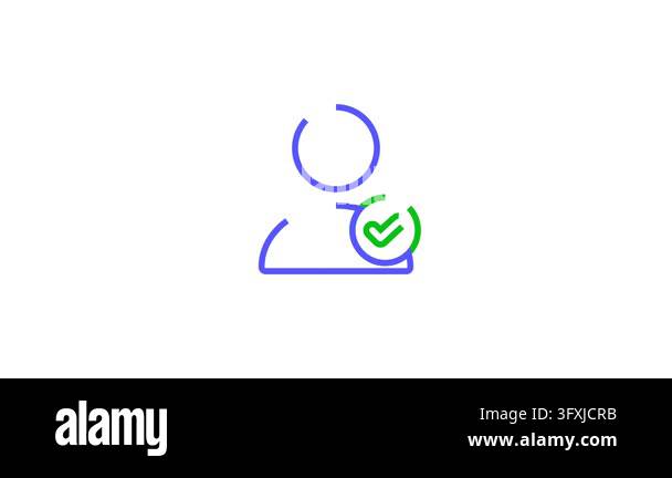 Blue User Profile Icon With Green Verification Checkmark Stock Video ...