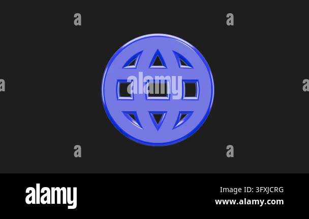 Glossy blue 3D globe icon on dark background Stock Video Footage - Alamy