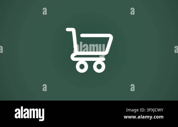 White Shopping Cart Icon on Dark Green Background Stock Video Footage ...