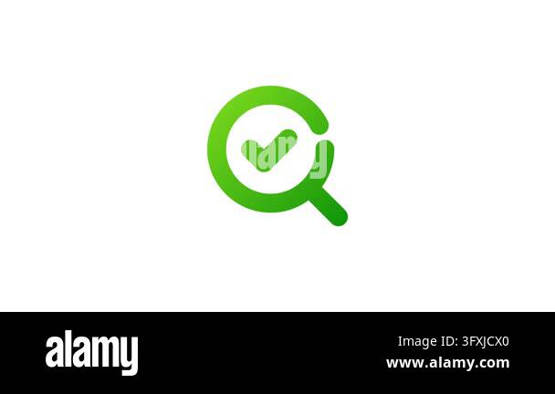 Green magnifying glass icon with checkmark symbol Stock Video Footage ...