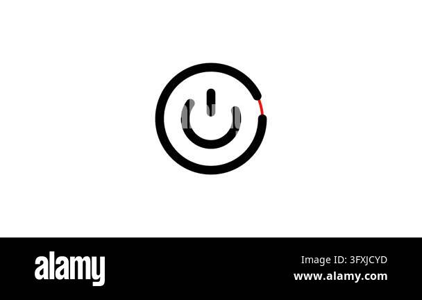 Minimalist red power button icon design Stock Video Footage - Alamy