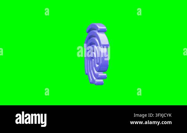 Glossy purple 3D fingerprint icon on green screen Stock Video Footage ...