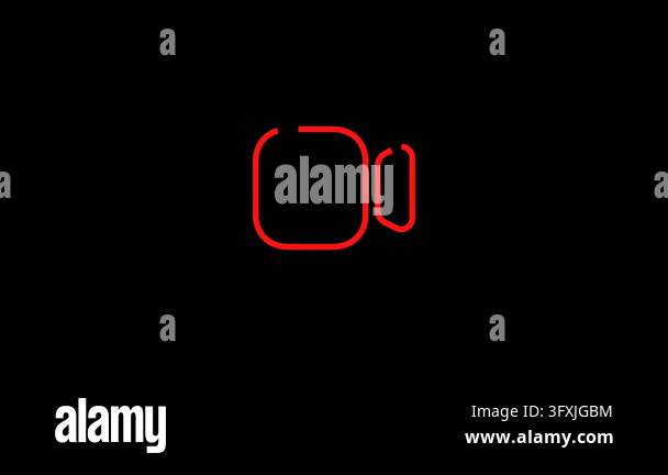 Red video camera icon animation transitioning from glossy to solid ...