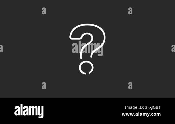 Minimalist white outline question mark icon on dark gray background ...