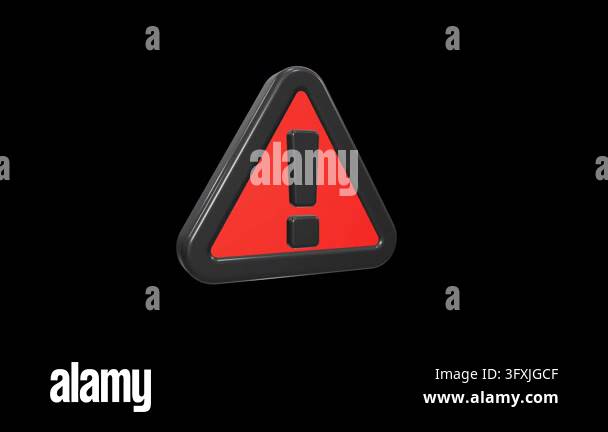 Pulsing 3D Red and Black Exclamation Mark Warning Icon Stock Video ...