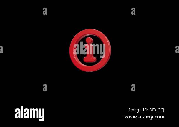 Glossy 3D Red Information Icon Rotating Stock Video Footage - Alamy