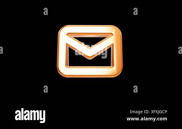Glossy metallic bronze email symbol on black background Stock Video ...