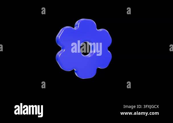 Rotating Glossy Blue Flower Icon 3D Animation Stock Video Footage - Alamy