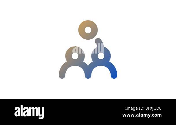 Three Connected People Icon with Gradient Color Transition Stock Video ...
