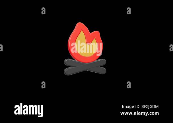 3D Animated Campfire Icon Rotating on Black Background Stock Video ...