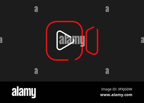 Minimalist red video camera app icon on dark grey background Stock ...