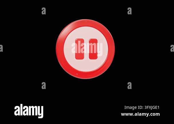 Glossy Red and White 3D Pause Icon Rotating Animation Stock Video ...