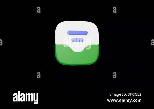 Rotating 3D App Icon With Green And White Interface Design Stock Video ...