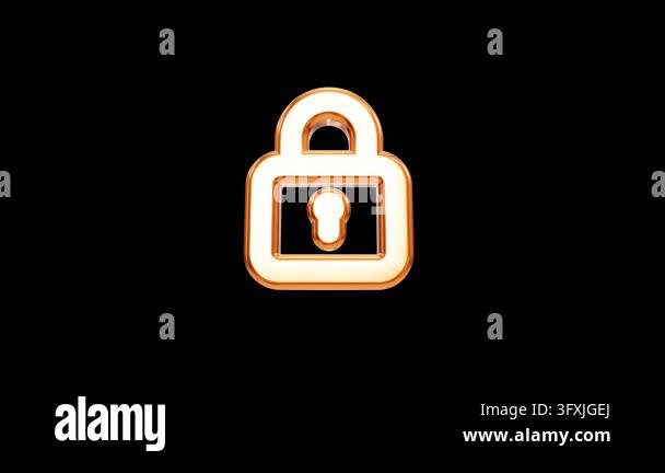 Shiny orange metallic padlock icon with smooth glossy finish Stock ...