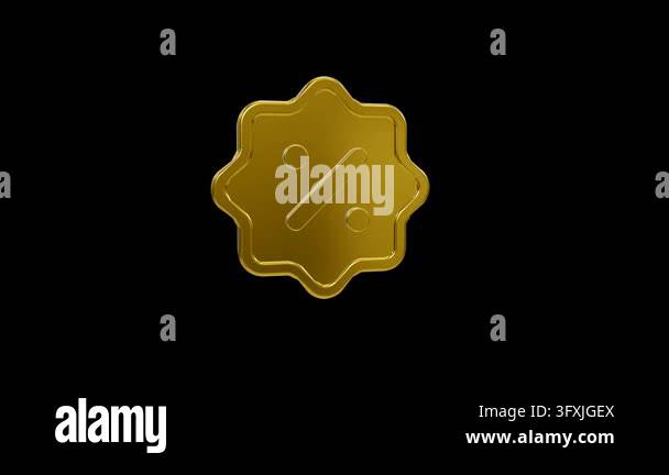 Rotating Golden Starburst Percentage Symbol Icon Stock Video Footage ...