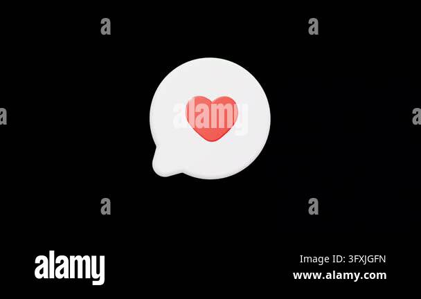 3D Floating White Speech Bubble with Red Heart Icon Animation Stock ...