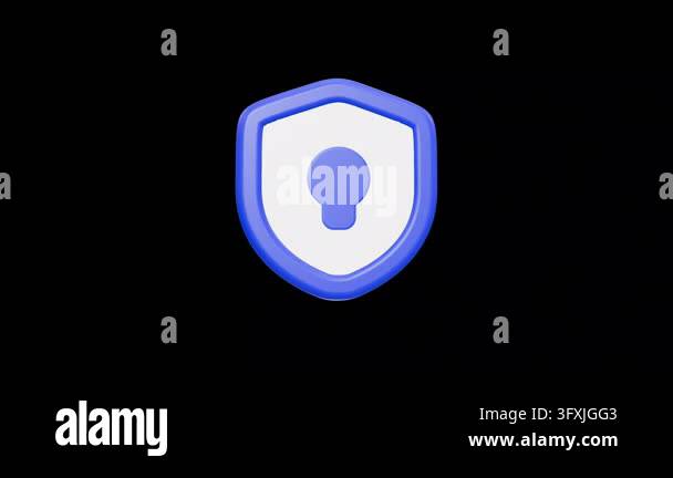 Rotating 3D Shield Icon with Central Keyhole Symbol Stock Video Footage ...