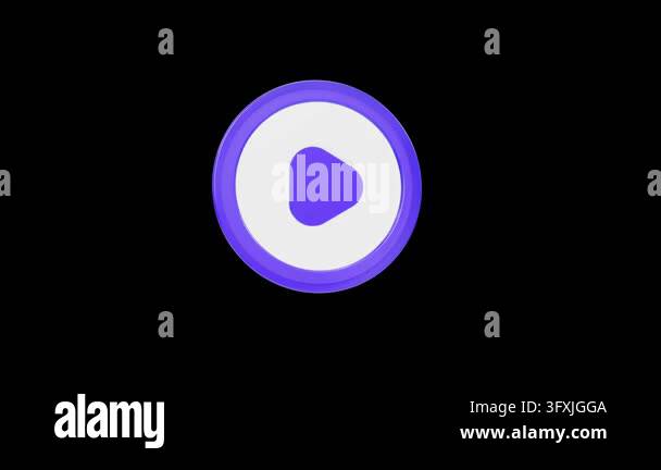 Rotating purple and white glossy play button 3D icon Stock Video ...