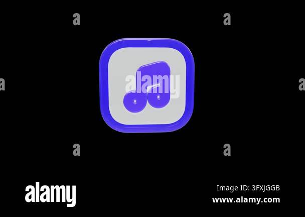 Rotating 3D blue musical note app icon on black background Stock Video ...