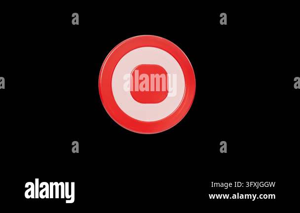 Glossy Red and White Rotating 3D Circular Button Icon Stock Video ...