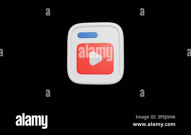 3D Floating Video Player Icon With Subtle Rotating Animation Stock ...