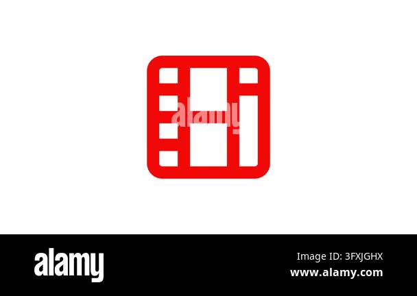 Minimalist red film strip icon pulsing on white background Stock Video ...