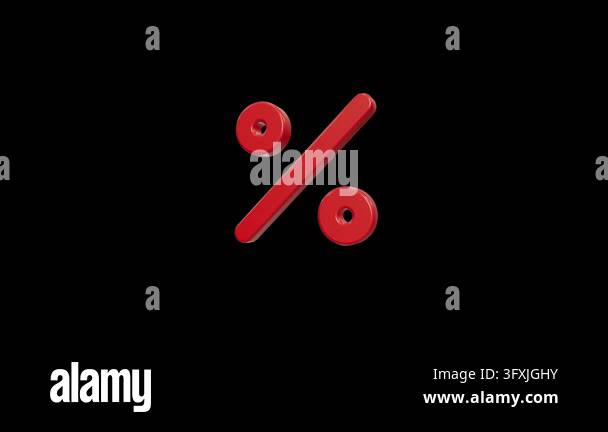 Glossy 3D Red Percentage Symbol Floating Animation Stock Video Footage ...