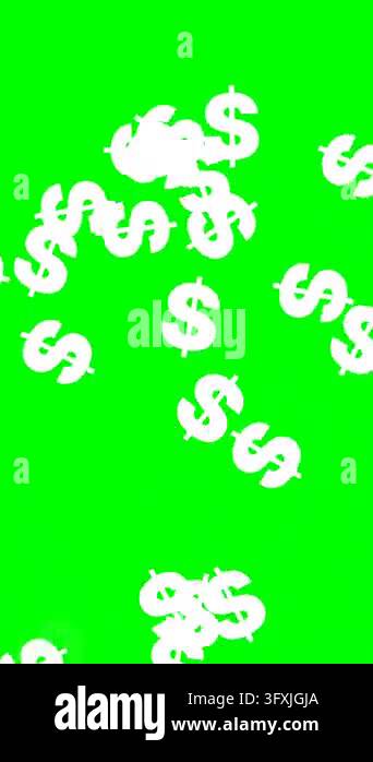 Floating white dollar symbols scattered against a vibrant green chroma ...