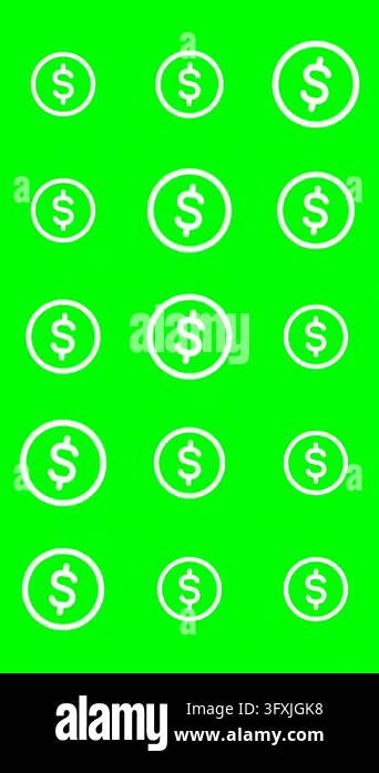 A repeating pattern of digital dollar sign icons in circles set against ...