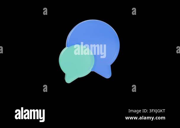 Rotating translucent blue and teal 3D chat bubbles animation Stock ...