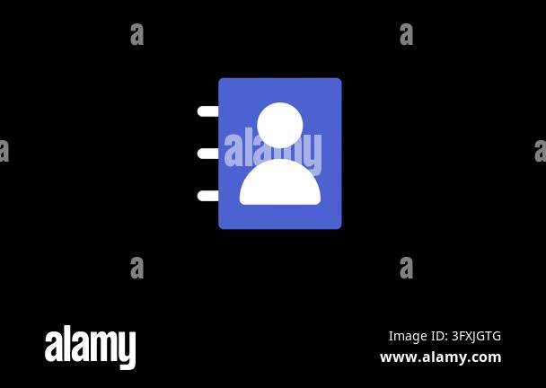 A stylized blue contact list icon featuring a white user profile symbol ...