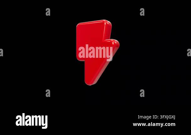 A polished 3D rendering of a red thunderbolt shape featuring smooth ...