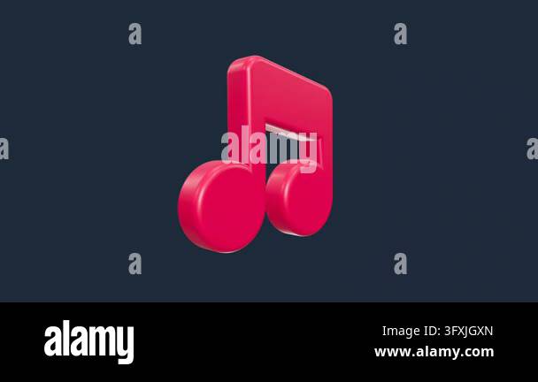 A high-quality 3D rendered musical note symbol in bright red plastic ...