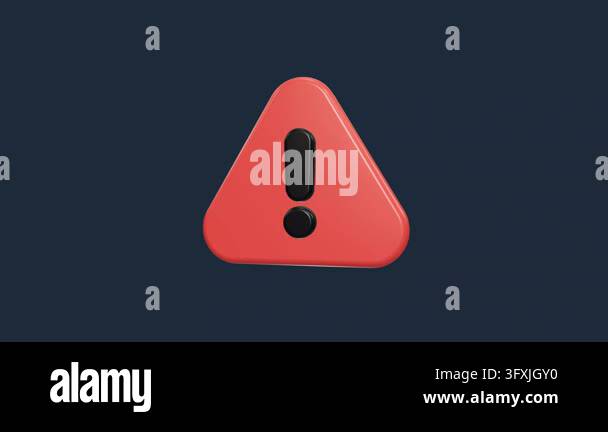 A 3D rendered warning sign featuring a smooth red triangle and a dark ...