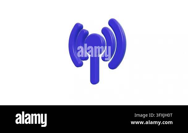This shiny blue three-dimensional Wi-Fi icon represents wireless ...