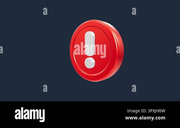 A bright red three dimensional warning button featuring a clean white ...