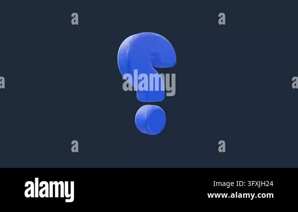 A glossy blue question mark icon floating against a dark, minimalist ...