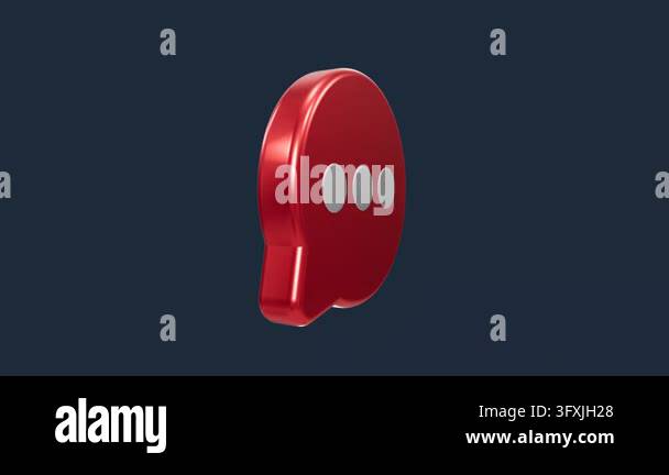 A high-quality 3D rendered red chat bubble icon featuring an ellipsis ...