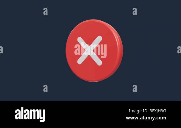This 3D icon features a red button with a white X, representing an ...