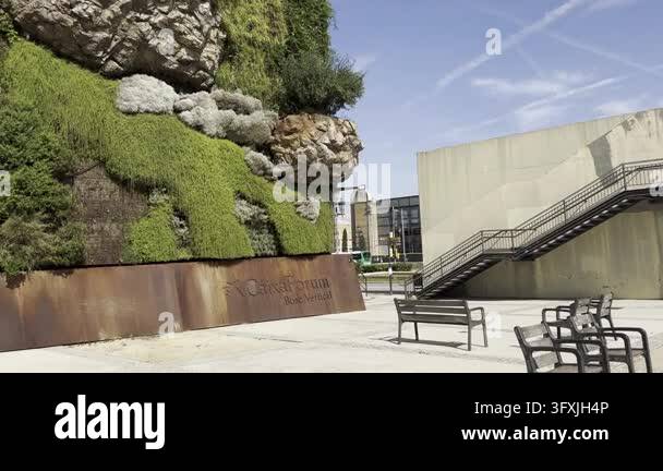 Barcelona, Spain, August 13, 2026 - A living green wall at CaixaForum ...