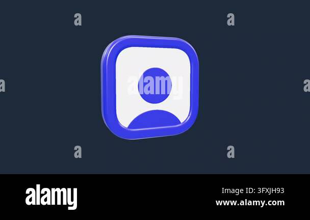 A three-dimensional glossy blue rounded square icon depicting a generic ...